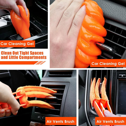 Viewsun Car Cleaning Kit, Orange 17pcs Interior Detailing 17PCS,