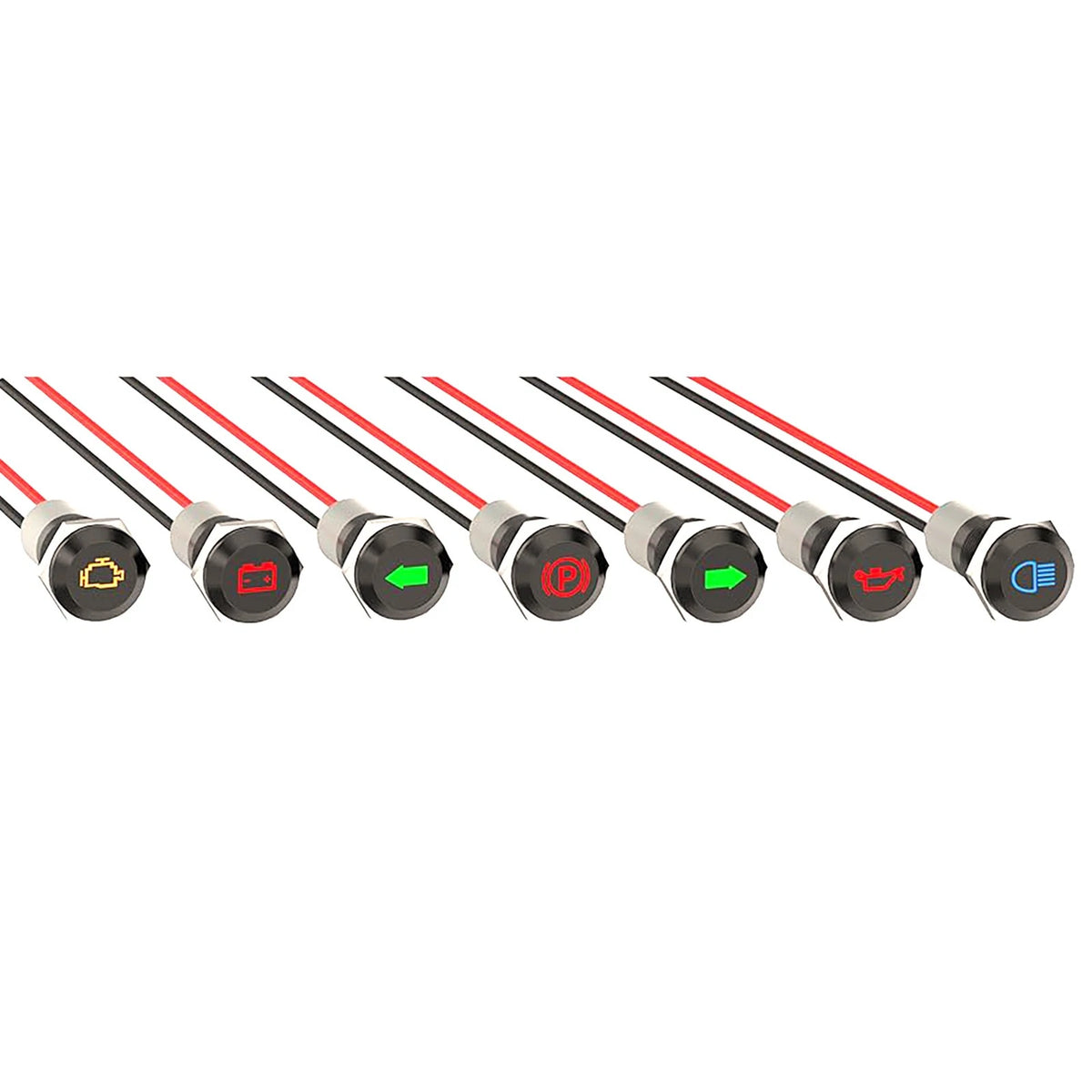 Waterproof Dashboard Indicator Set DC 12V 24V LED Warning Lights Automotive