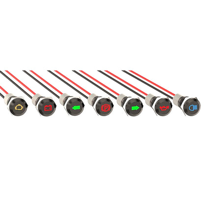 Waterproof Dashboard Indicator Set DC 12V 24V LED Warning Lights Automotive