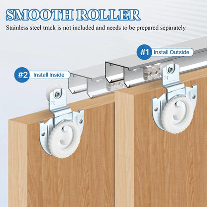 Milkary 12 Pack 6 Set Sliding Closet Door Roller Kit, #1#2 Bypass Silver