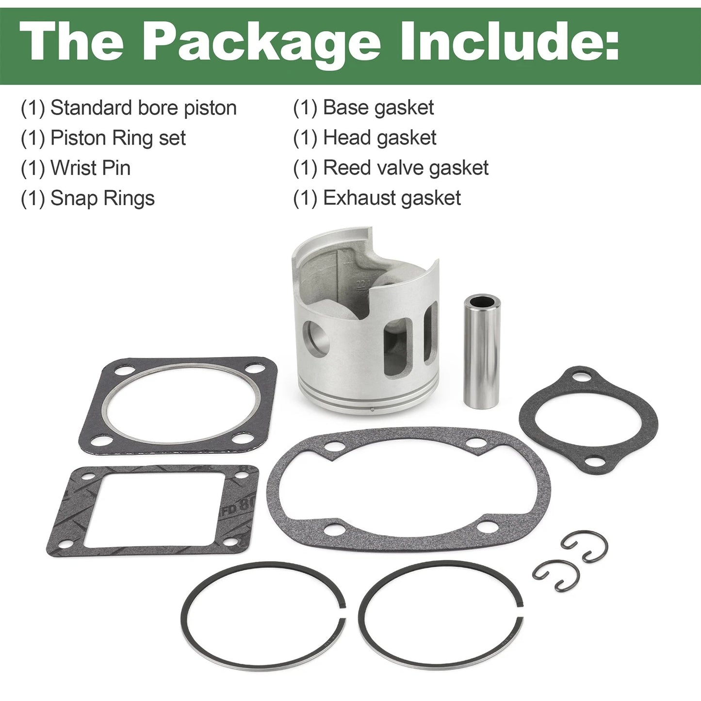 For Yamaha G1 2-Cycle Gas Golf Cart Top End Piston Kit w/Gaskets | Standard Bore