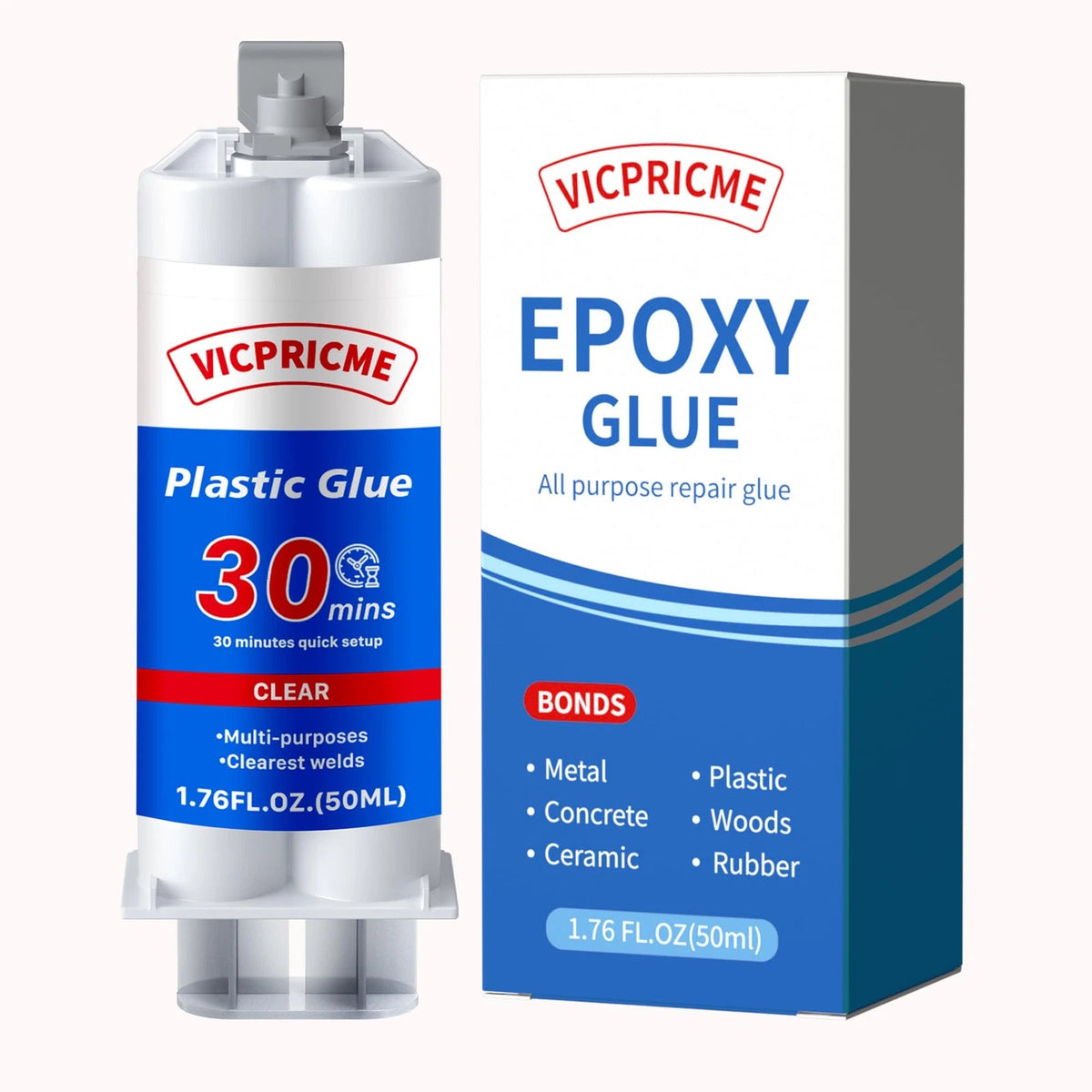 Clear 30 Minute Epoxy Glue, 2‑Part Dual‑Syringe 30Min glue 1pcs, clear