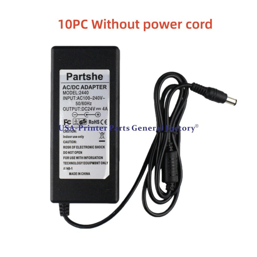 10pcs 24V 4A AC DC Adapter For Zebra GK420d GX420d GK420t GX420t Power Supply
