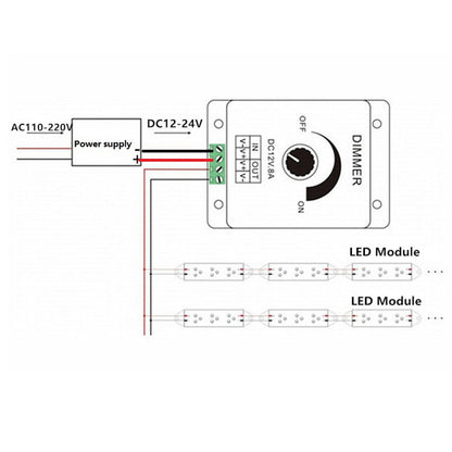 DC 12V 24V LED Dimmer Switch 8A Brightness Controller For LED Strip Light Lamp D