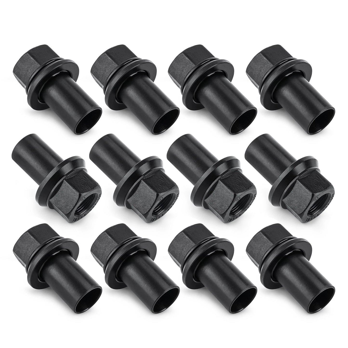 12 Pack M22-1.5 Heavy Duty Hub-Piloted Wheel Lug Nuts, 33mm Hex with 39mm