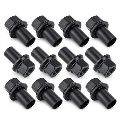 12 Pack M22-1.5 Heavy Duty Hub-Piloted Wheel Lug Nuts, 33mm Hex with 39mm