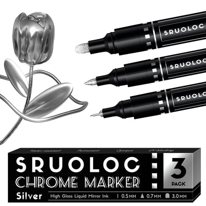 SRUOLOC 3Pcs Liquid Chrome Paint Markers, 1 Count (Pack of 3), 3Pack -