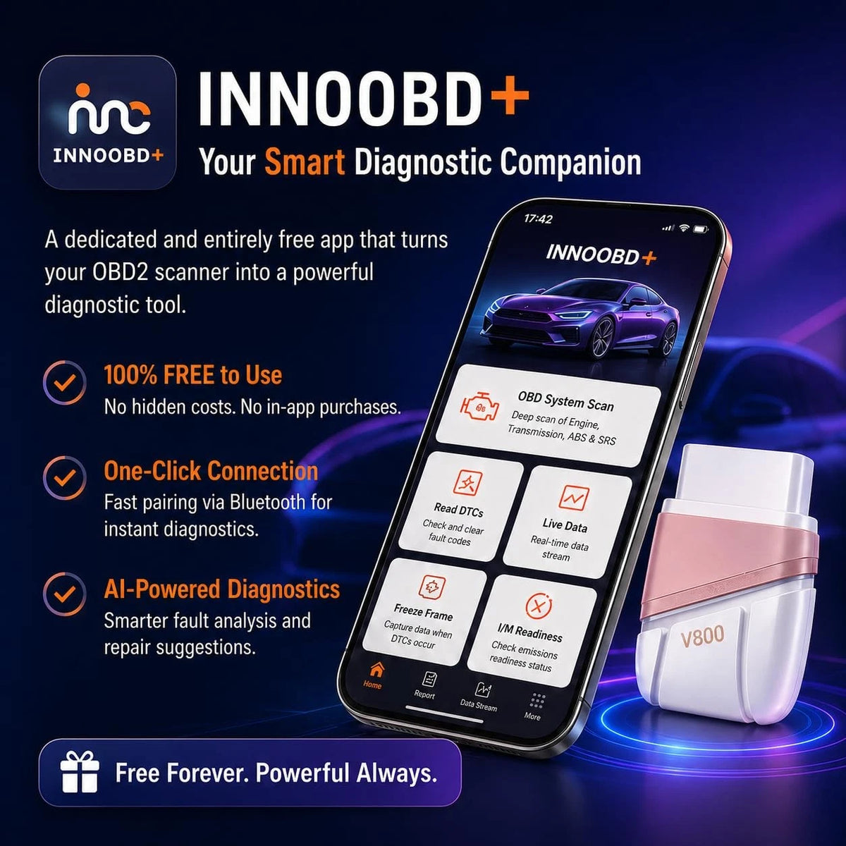 Panlong Bluetooth OBD2 Scanner for iPhone iOS Android, Engine ABS SRS Code...