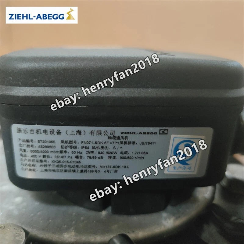 ZIEHL-ABEGG FN071-SDK.6F.V7P1 Axial Fan 400V 940/620W IP54 Air Conditioning Fan