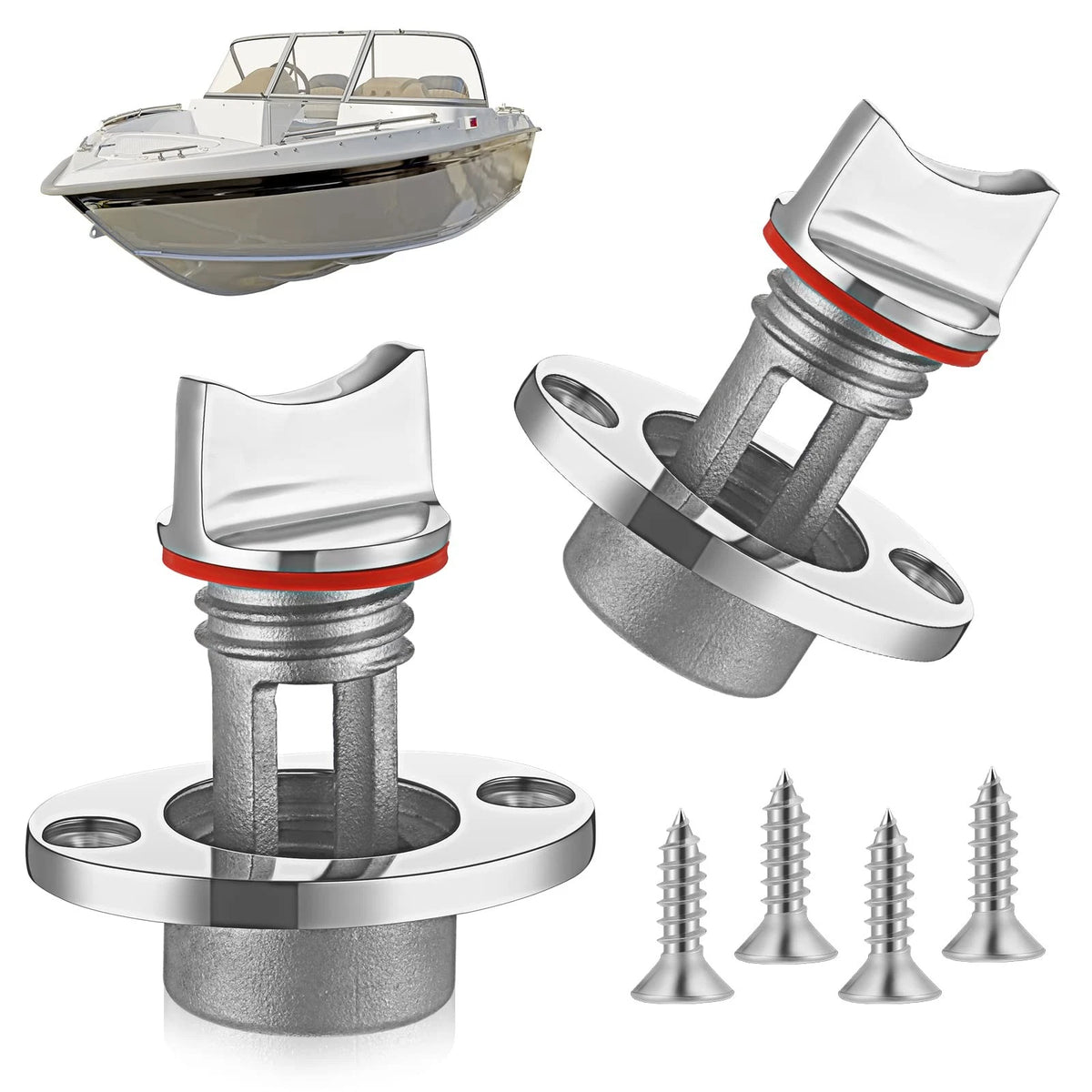 Ripeng Boat Drain Plug Stainless Steel Marine Oval Garboard Red