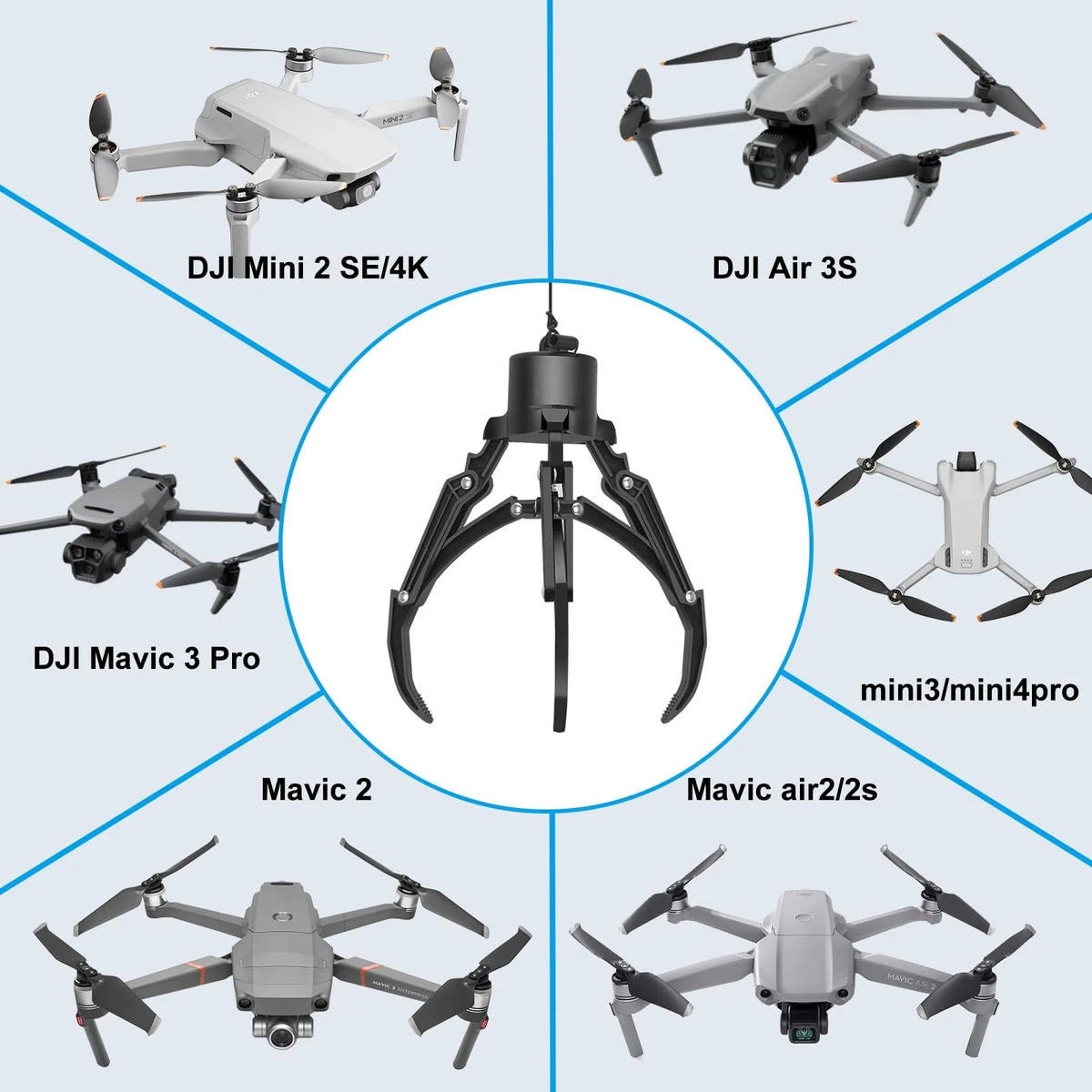 Drone Mantis Claw Hook Gripper Grasp & Airdrop System - 6.3.2.1 inches, black