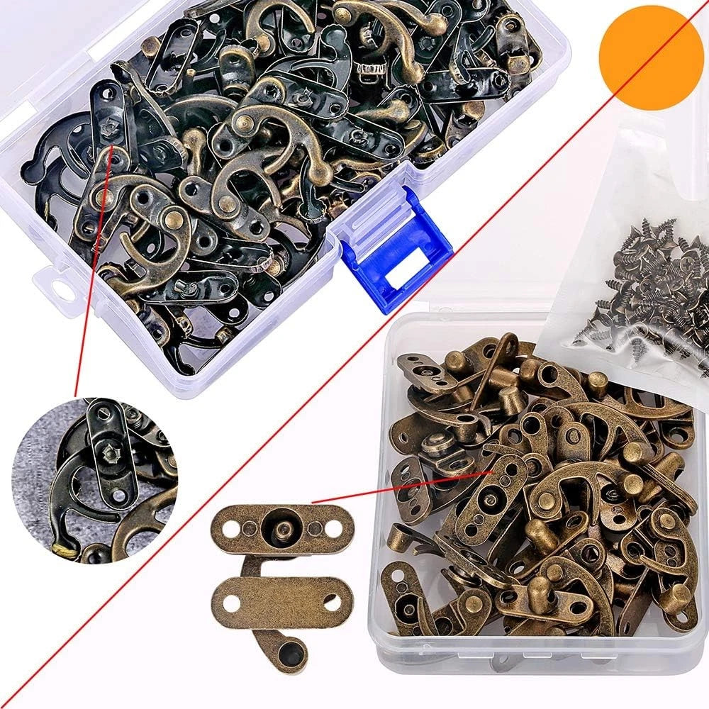 20 Pieces Jewelry Box Hinges and Latches - Thickened Solid Bronze Tone