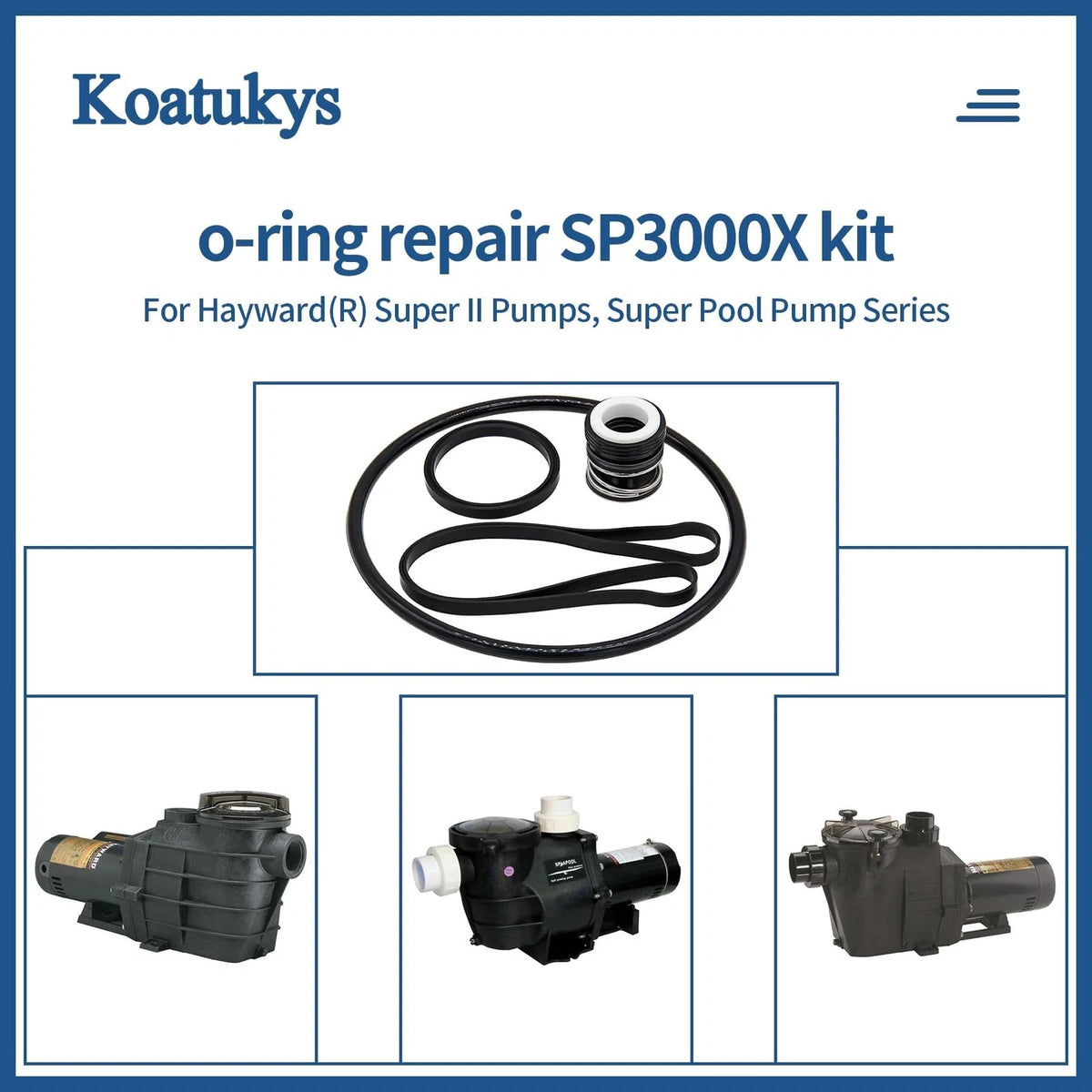 Koatukys SP3000X Shaft Seal Gaskets and O-Ring Kit 1 Set Kit, Black