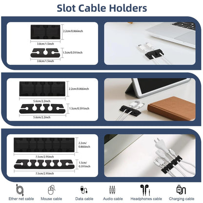 319pcs Cable Management Organizer Kit, Desk Cord Organizer, 98 Adhesive Black