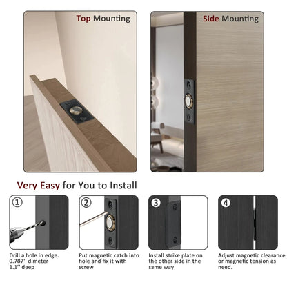 JQK Closet Magnetic Door Ball Catch Hardware, 430 2 Pack, Black