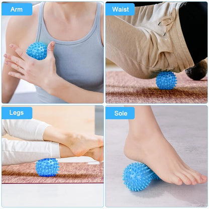 URAQT Spiky Massage Ball Set, 2 Pack Physical Therapy 2Pcs-Blue, 2pcs-blue