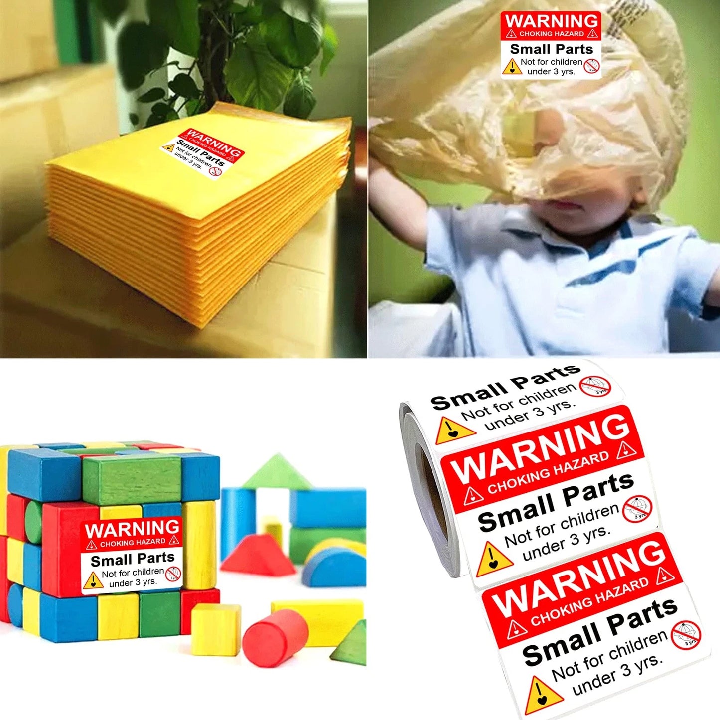 wootile Choking Warning Hazard Labels 1x 2 Inch 1 x 2Inch, Red