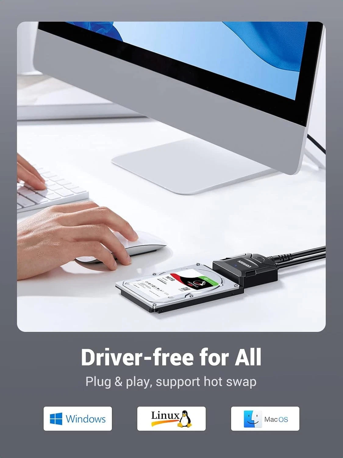 UGREEN SATA to USB 3.0 Adapter Cable for 3.5 2.5 Inch SSD/HDD Hard Black