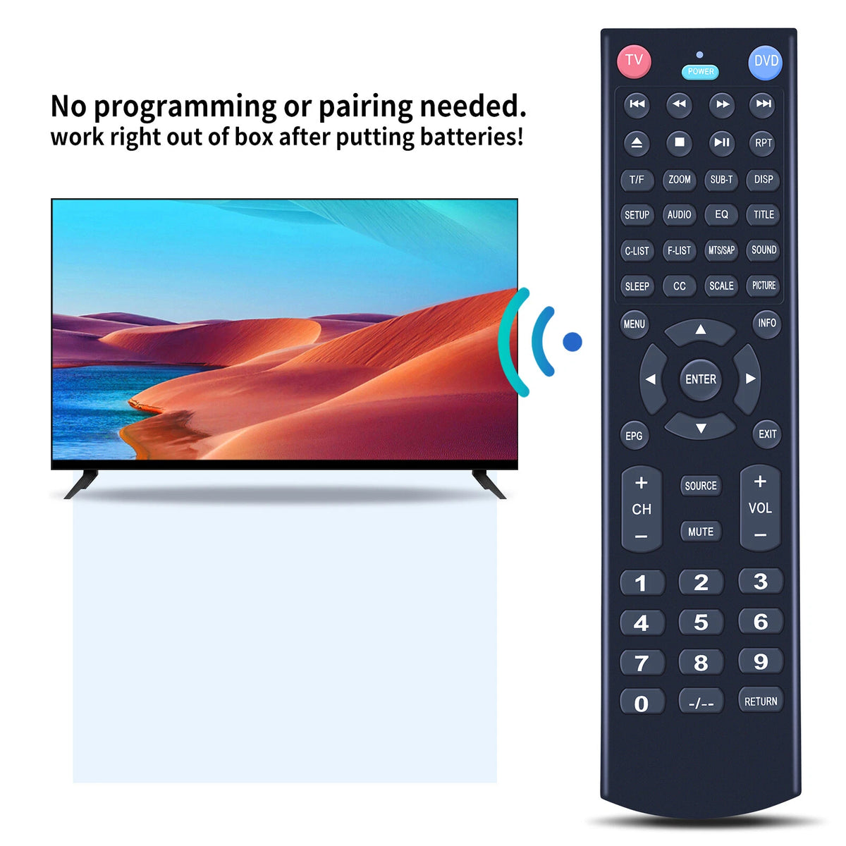 For JENSEN JE2814 JE3914 JE4614 JE5015 JE1914DVDC AudioVox TV Remote Control