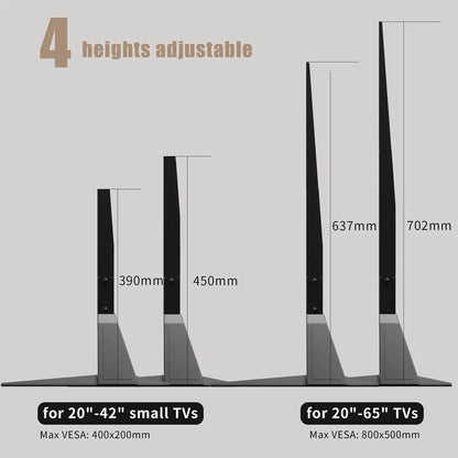 Universal TV Stand, Metal Legs for 20-65 inch youth large / 11-13, Black