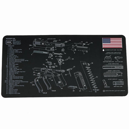 Gun Cleaning Mat 24"x12" for Glock, Thick Black BLACK