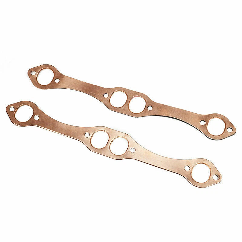 SBC OVAL PORT COPPER HEADER EXHAUST GASKETS FOR SB CHEVY 327 350 383 REUSABLE