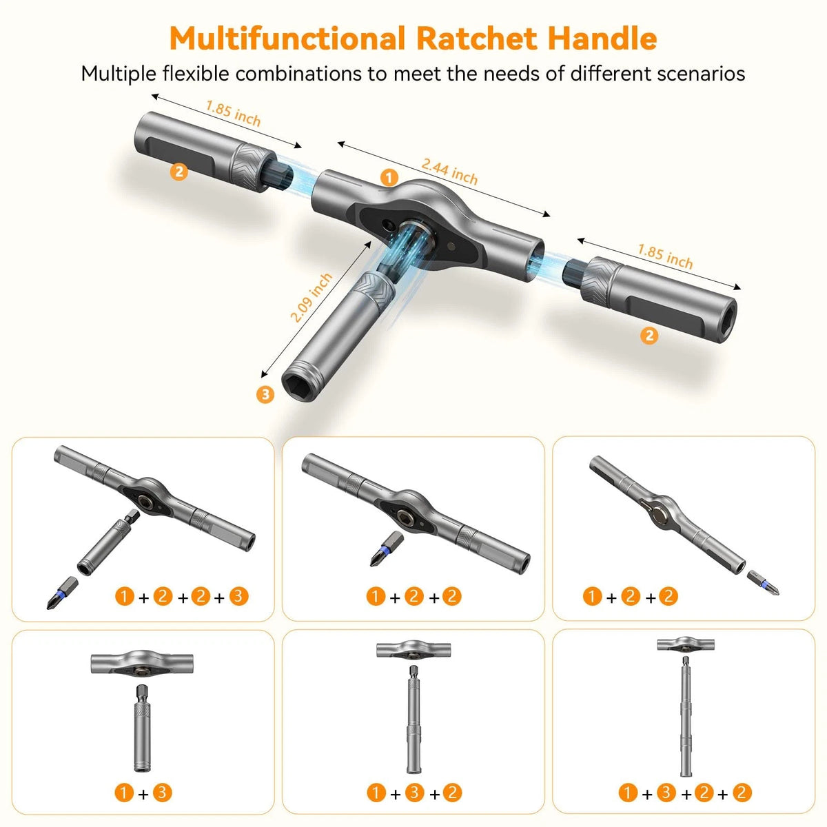 Kingsdun Magnetic 25 in 1 Ratchet Screwdriver Set, S2 Steel Bits with Black