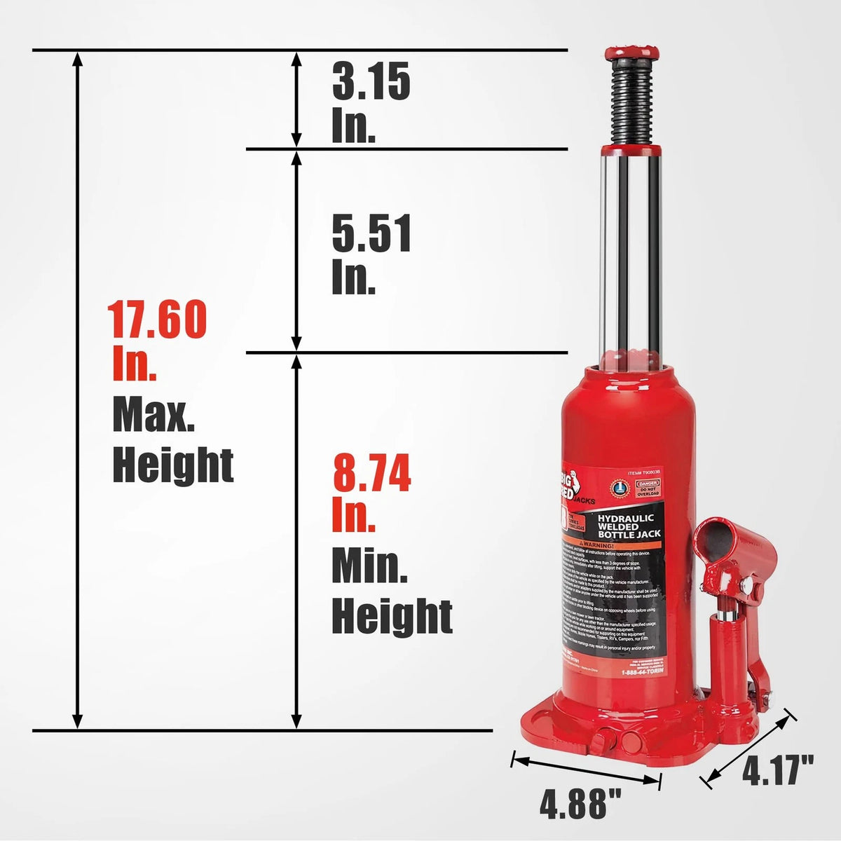 BIG RED 10 Ton (20,000 LBs) Torin Welded Hydraulic 10 LBs), Red