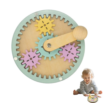 Montessori Wooden Colorful Busy Board DIY Hand Crank Gear Accessory -Toys...