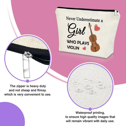 Sazuwu Violin Gifts Women's Makeup Bag Just A Girl Who Loves Her