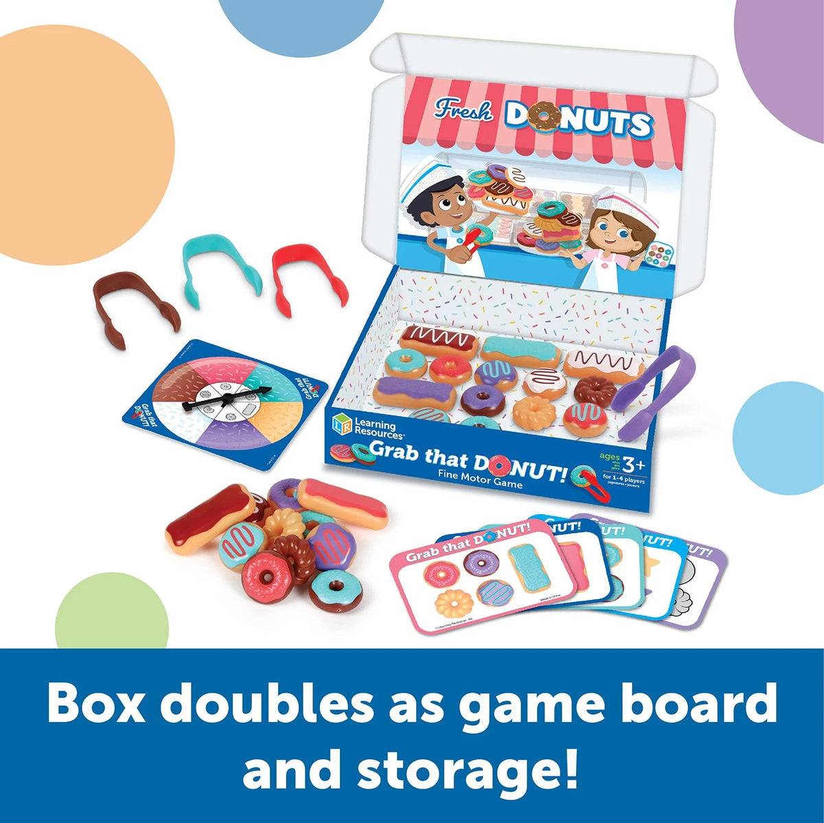 Learning Resources Grab That Donut! Fine Motor Game - Medium, Multicolor