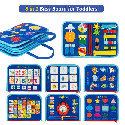Toddler Busy Board Montessori Toys for 3 4 5 6Year 11.02 x 8.46 inches, Blue
