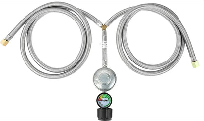 5 Feet Y-Splitter Low Pressure Propane Regulator Double Braided Hose Black