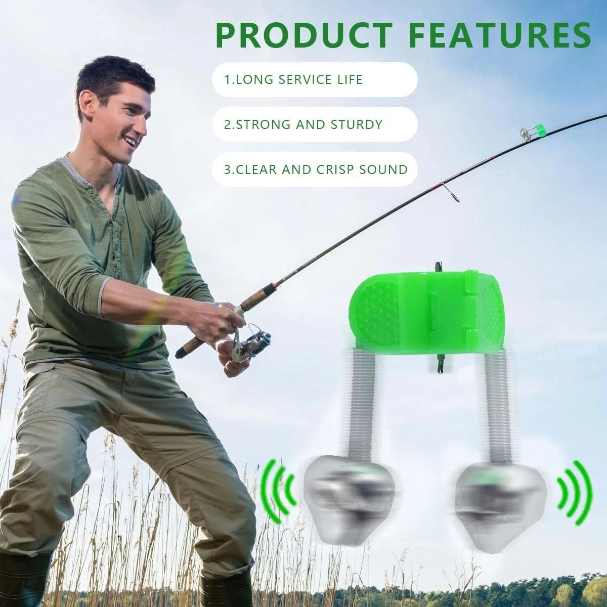 KISEER 50 Pcs Plastic Fishing Bells Clips Rod Alarm with Dual Green
