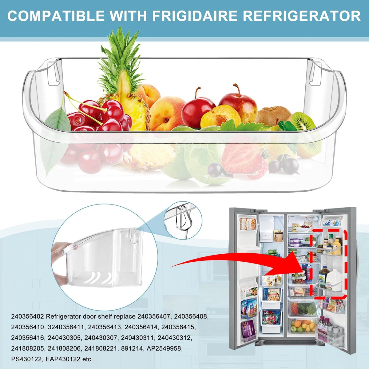 2 PACK Upgraded 240356402 Refrigerator Door Bin Replacement for Clean