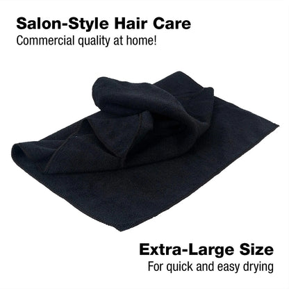 Eurow Microfiber Salon Towels – Bleachproof, 16x29 Inch (Pack of 10), Black