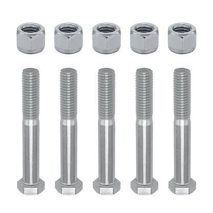 5 Pack Grade 2 Shear Bolts for Rotary Cutters 1/2" X 3-1/2" with Nylock Nuts