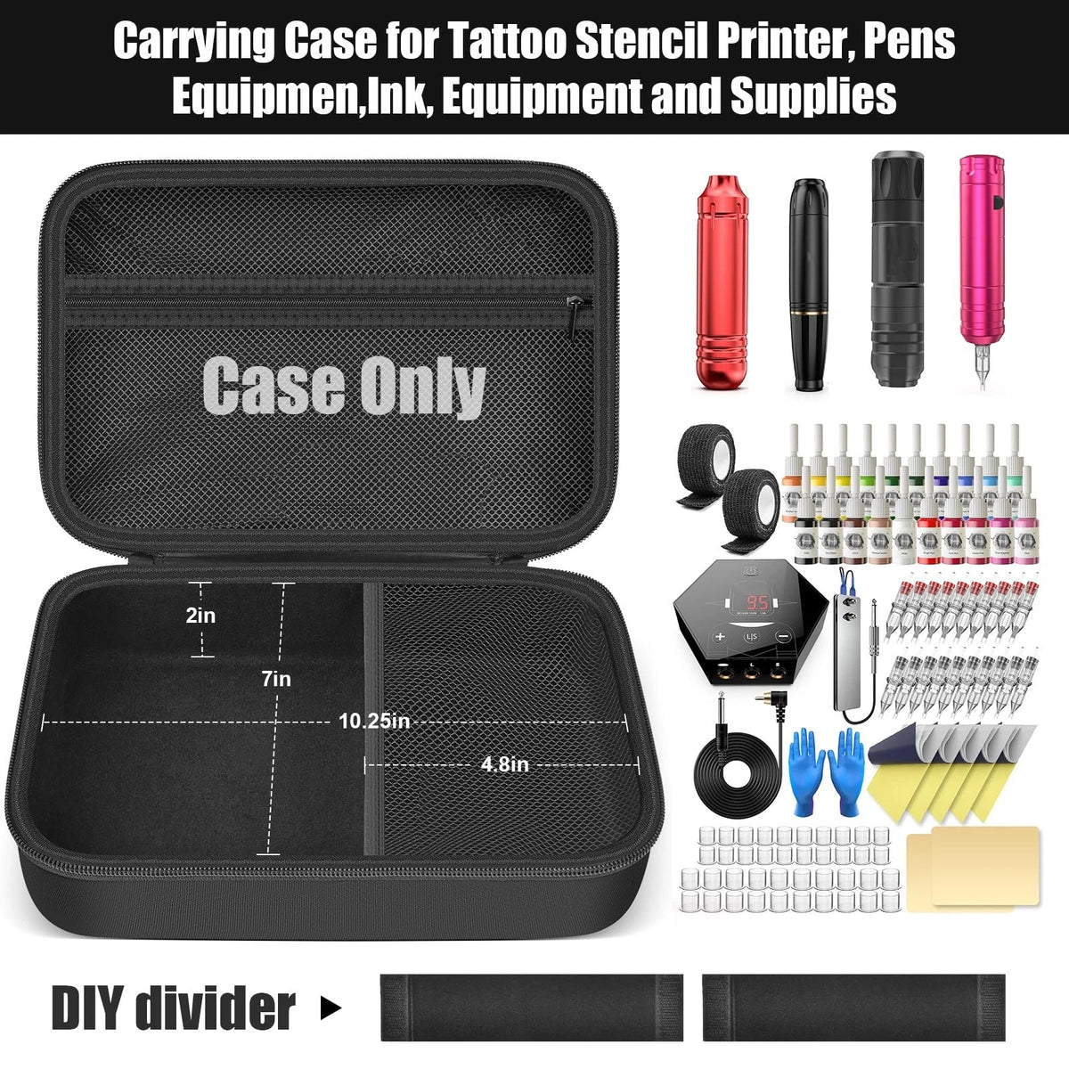 Tattoo Travel Case for Wormhole & Vidattx Gun Kits – Storage Black