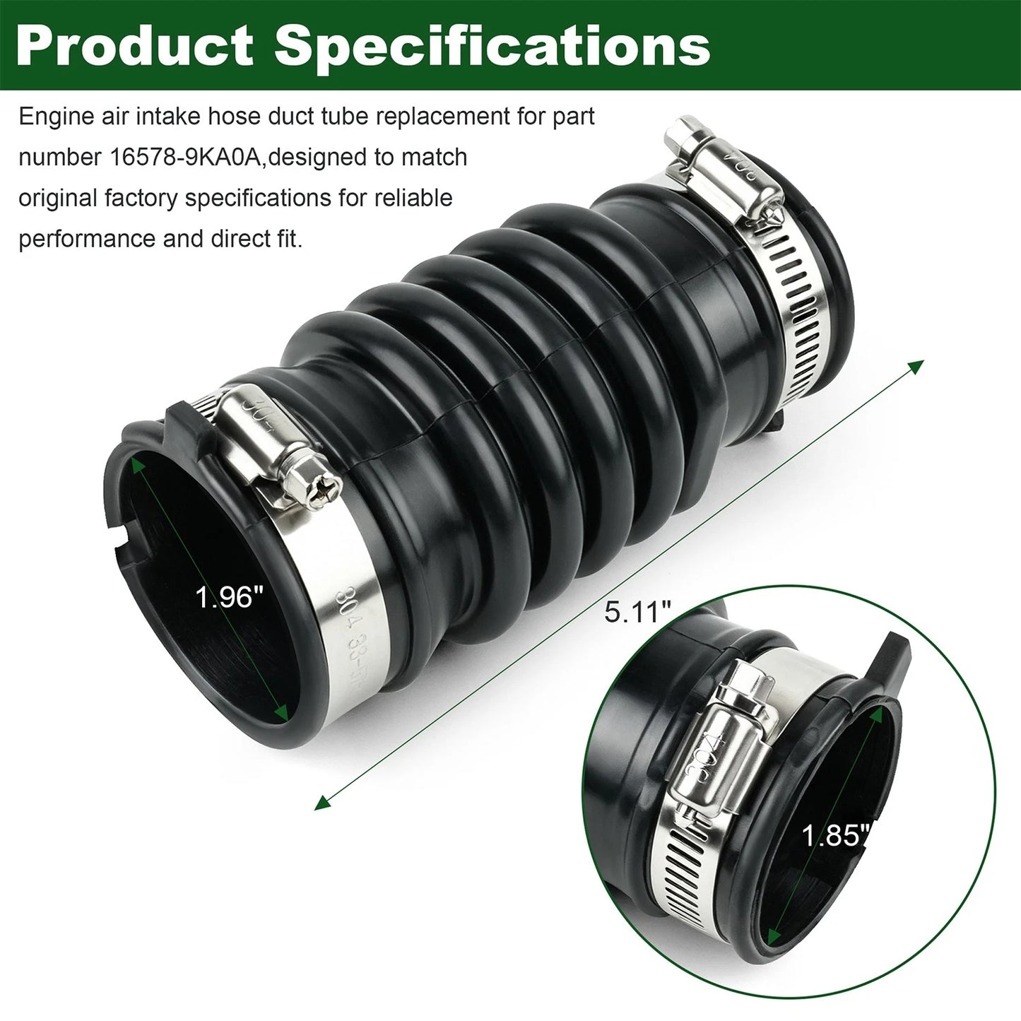 16578-9KA0A Air Intake Hose for Nissan Versa & Versa Note 2013-19, Micra 2015-19