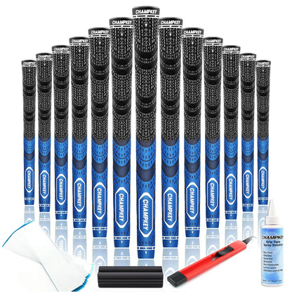 CHAMPKEY Premium Hybrid Golf Grips 13 Pack with All Repair Kits Midsize, Blue