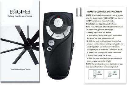 UC7083T Ceiling Fan Remote Control Replacement of Hampton Bay with Black