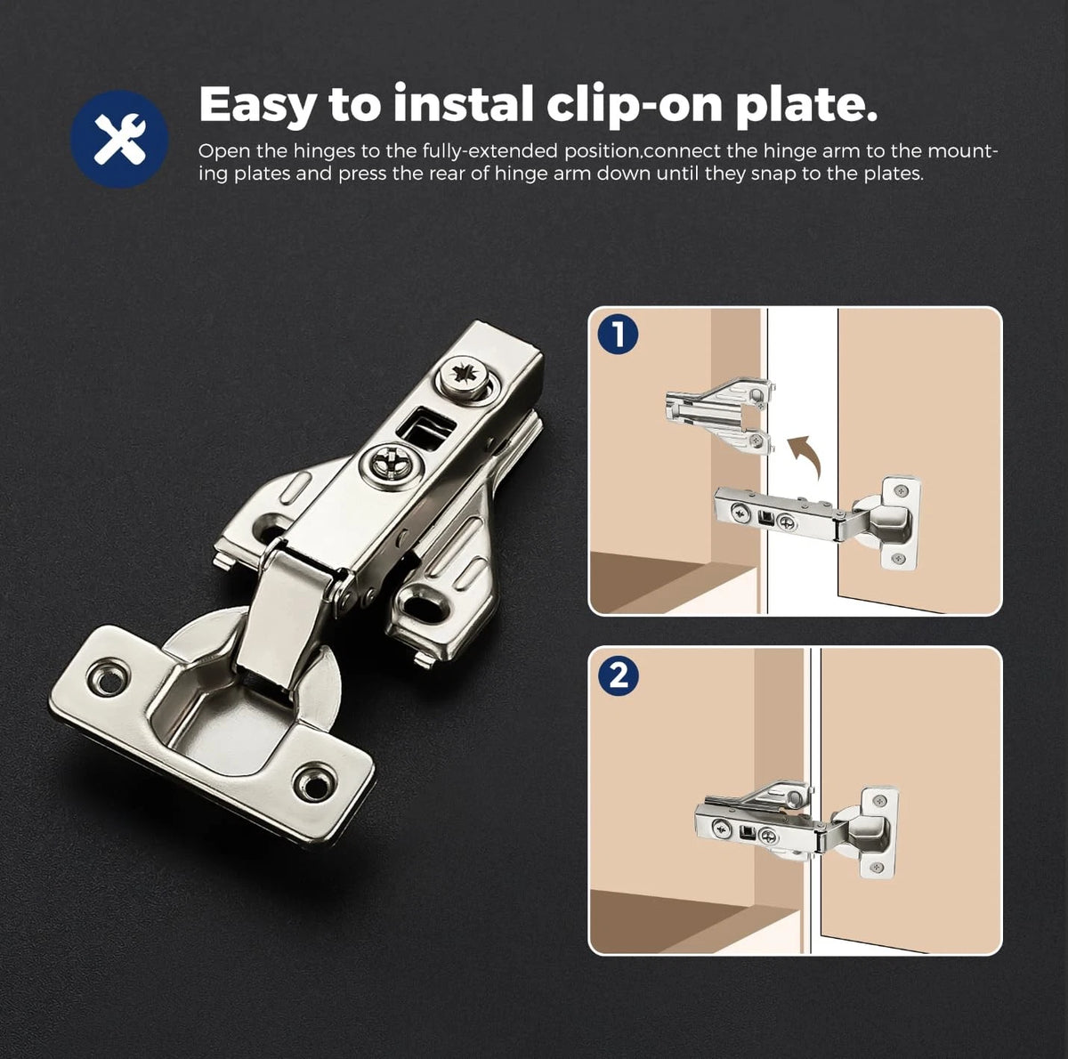 Ravinte 1 Pair 2 Packs Full Overlay Cabinet Door Hinges,105 Satin Nickel