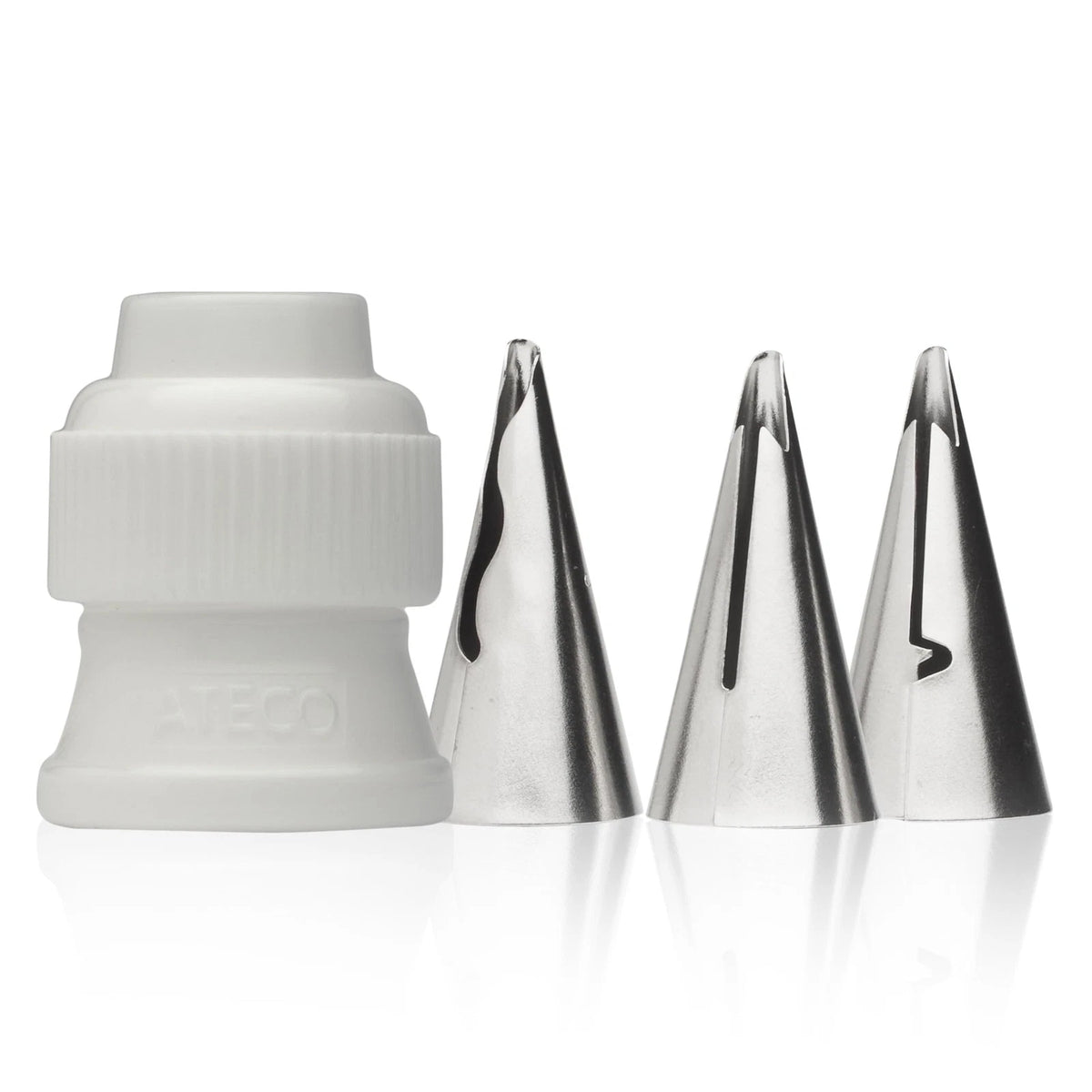 Ateco - 4 Piece Ruffle Decorating Tube Set, Includes 4-Piece set, Silver