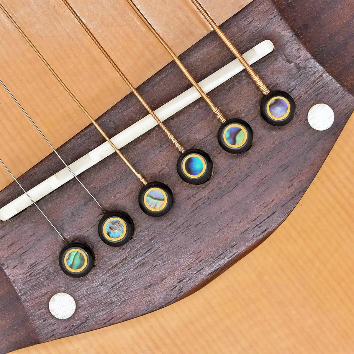 Blisstime 6pcs Ebony Guitar Pins Inlaid Abalone Dot Acoustic Guitar...