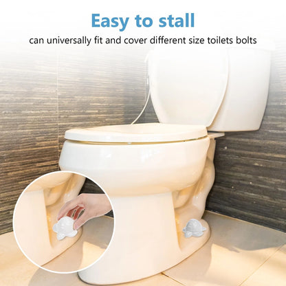 2pcs White Ceramic Toilet Bolt Covers Turtle Screw Cover Caps