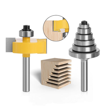 Rabbet Router Bit Set Fit 3/8in, 1/2in, 5/8in, 3/4in, 7/8in, 1-1/8in Bearings
