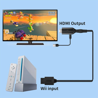 USB Cable Line For HDTV Monitor Display Wii To HDMI Adapter HD 720P/1080P