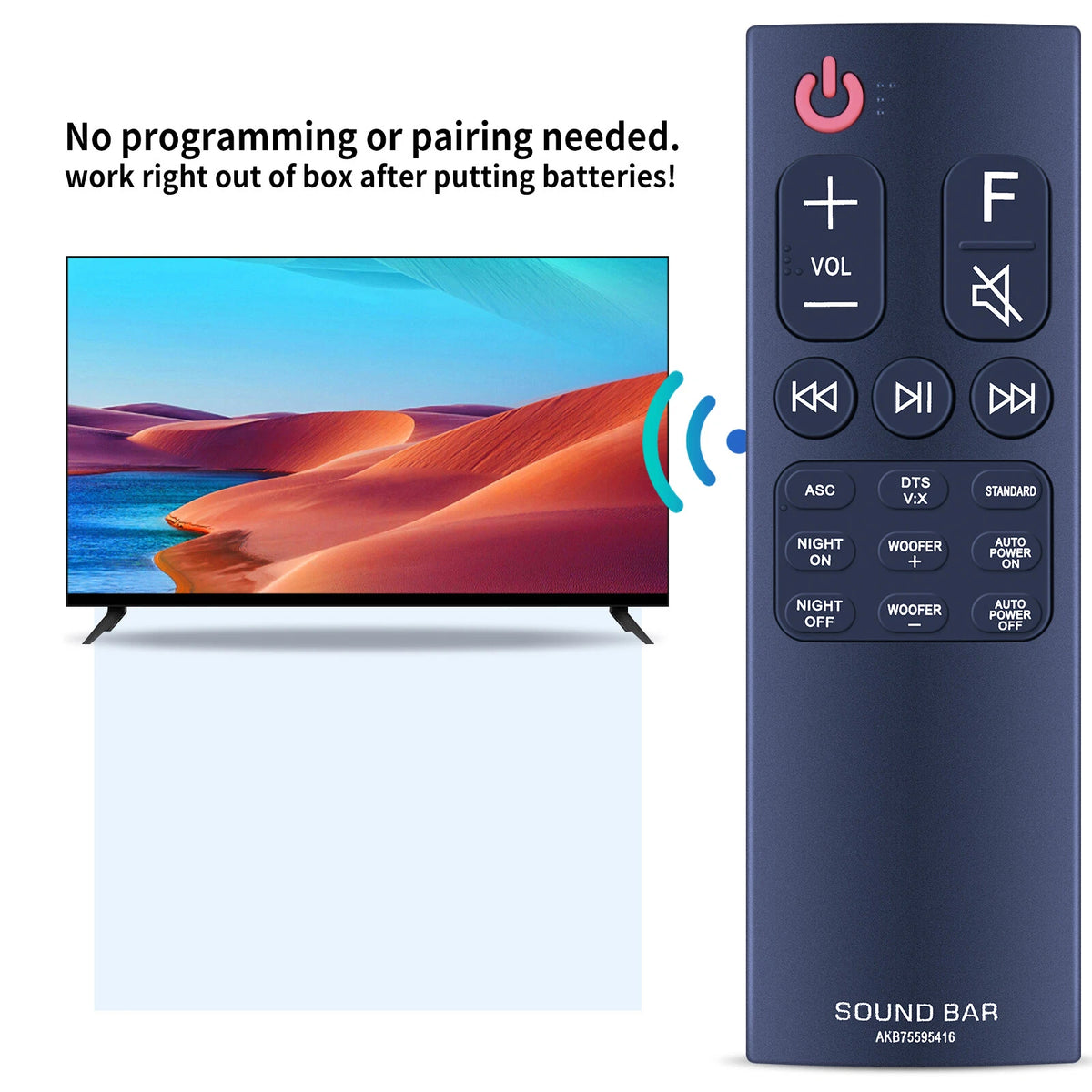 AKB75595416 Replacement Remote Control fit for LG Sound Bar SK5Y SK5