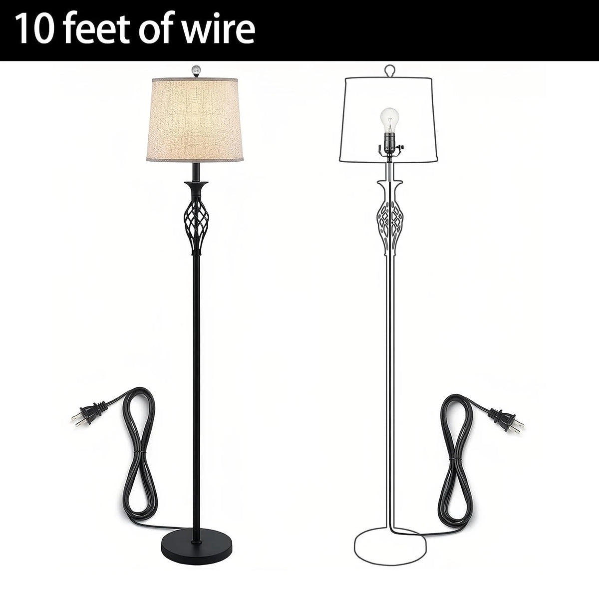 Lamp Rewire Kit, 10 Foot Matching Cord, 2 Way Socket and Antique Brass