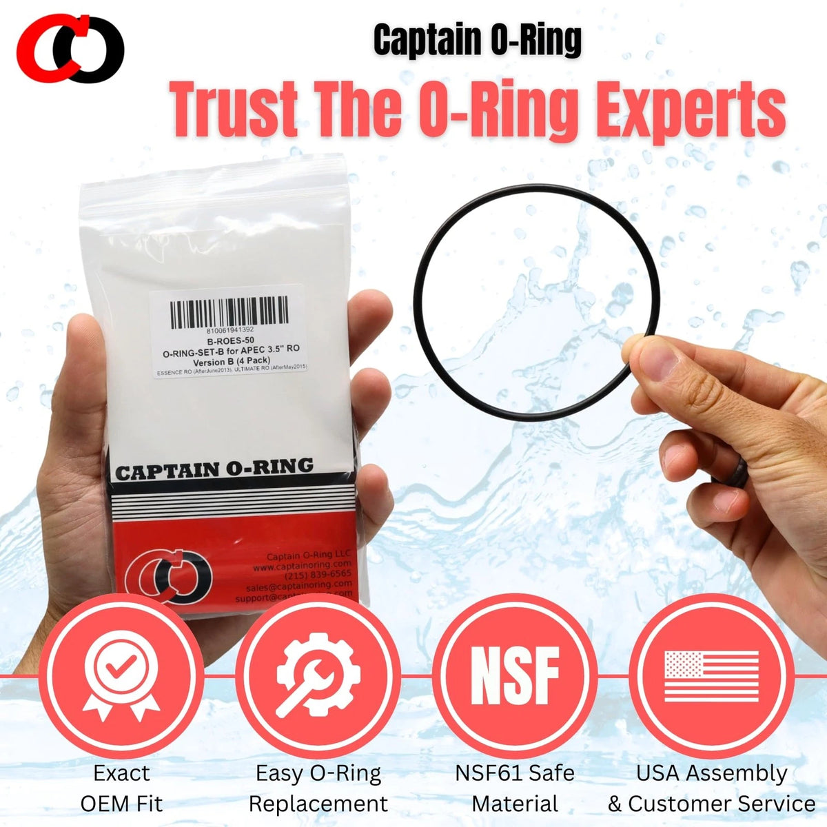 Captain O-Ring – Replacement 3.5” O-Rings for APEC Essence, Black (rubber)